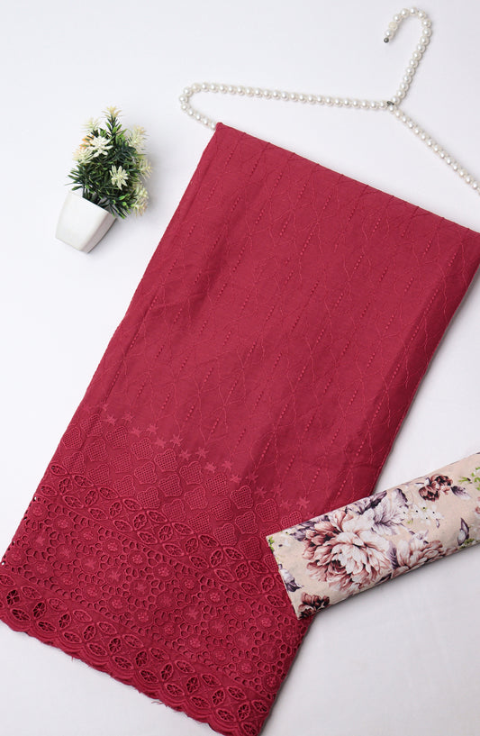 Amna Khadija Embroidered Lawn Unstitched 2 Piece Suit - CHD-11 - AM26PNU - Red - Summer Collection