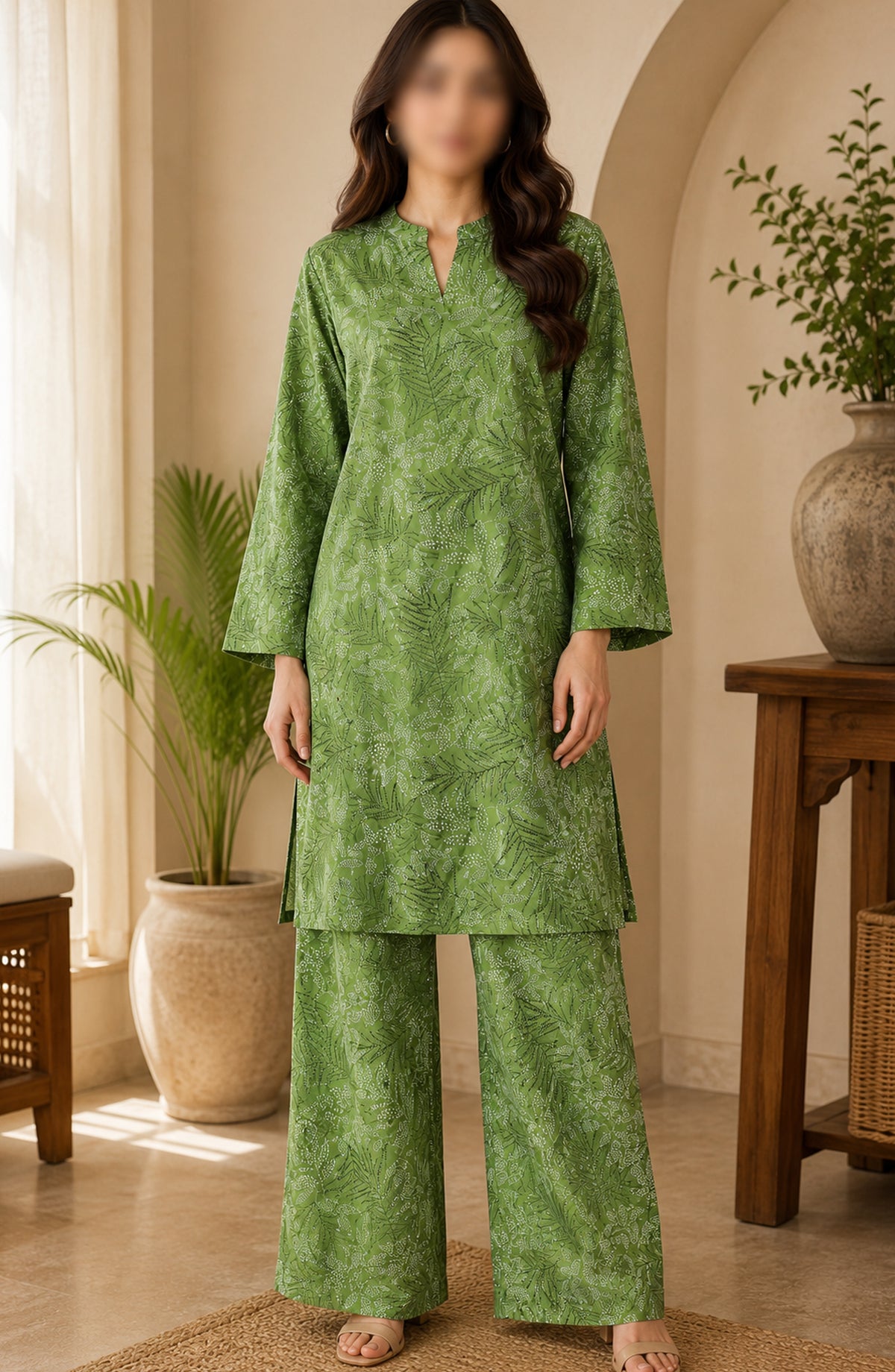 Amna Khadija Printed Lawn Unstitched 2 Piece Suit - FVD-35 - AM26PNU - Green - Summer Collection