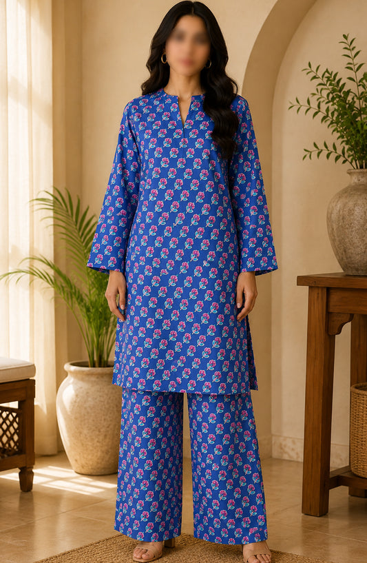 Amna Khadija Printed Lawn Unstitched 2 Piece Suit - FVD-33 - AM26PNU - Blue - Summer Collection