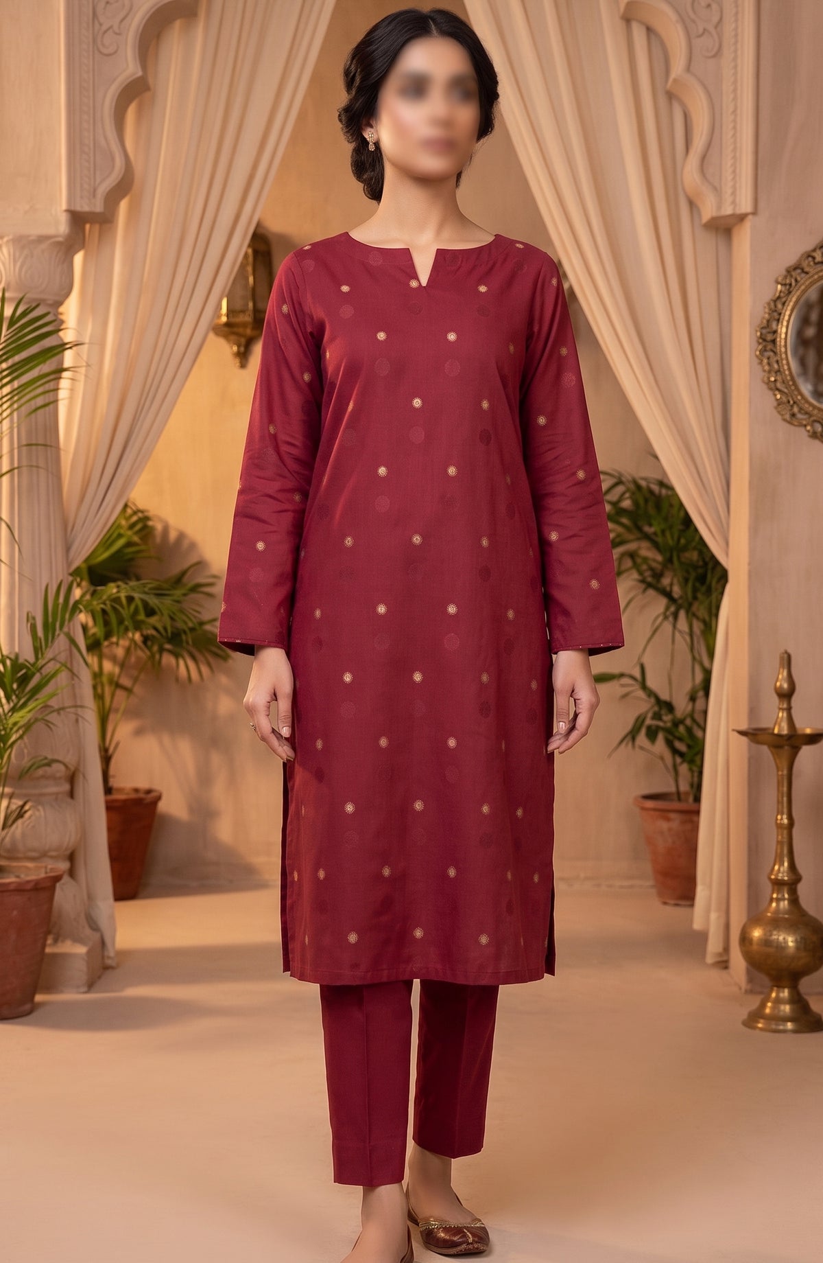 Amna Khadija Printed Broshia Unstitched 2 Piece Suit - BRD-01 - AM26PNU - Maroon - Summer Collection