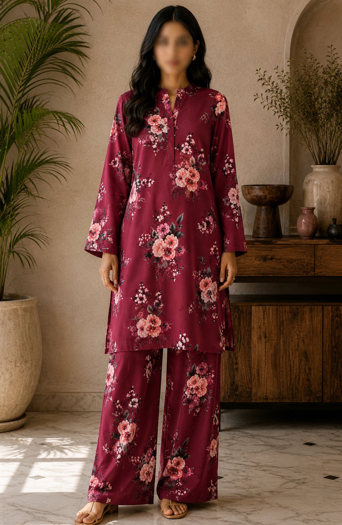 Amna Khadija Printed Lawn Unstitched 2 Piece Suit - FVD-31 - AM26PNU - Red - Summer Collection