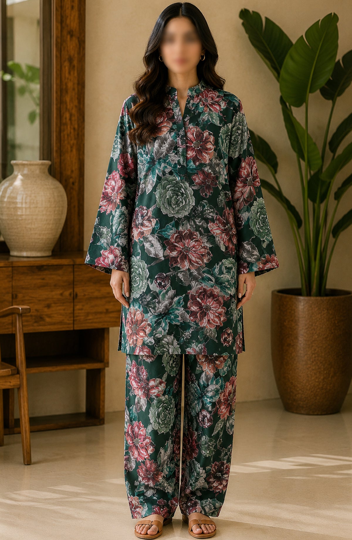 Amna Khadija Printed Lawn Unstitched 2 Piece Suit - FVD-30 - AM26PNU - Green - Summer Collection