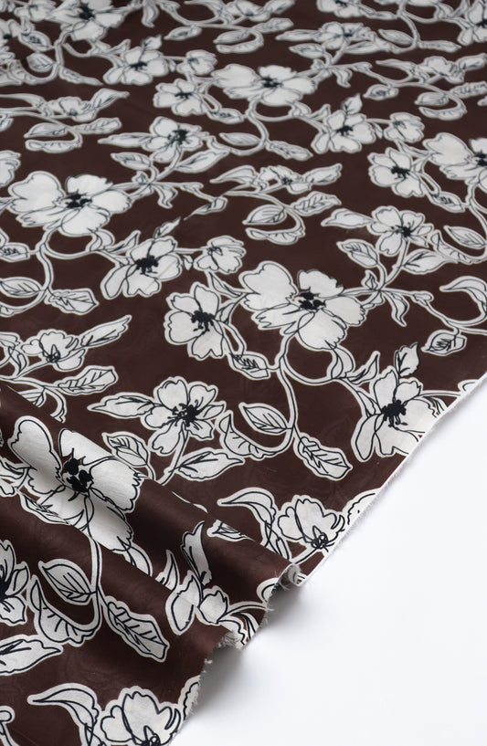 Amna Khadija Printed Lawn Unstitched 2 Piece Suit - FVD-26 - AM26PNU - Brown - Summer Collection