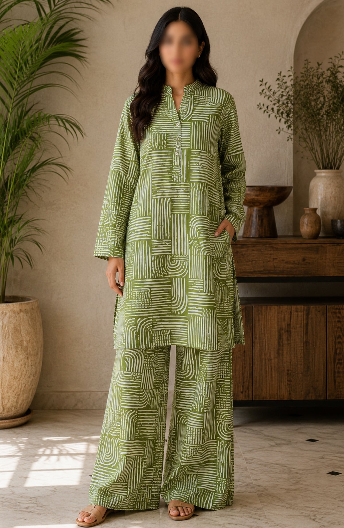 Amna Khadija Printed Lawn Unstitched 2 Piece Suit - FVD-23 - AM26PNU - Green - Summer Collection