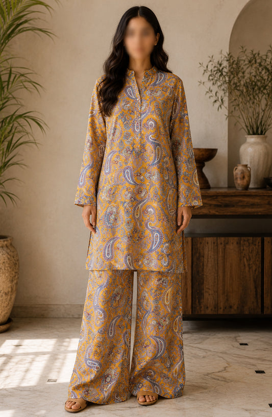 Amna Khadija Printed Lawn Unstitched 2 Piece Suit - FVD-19 - AM26PNU - Yellow - Summer Collection