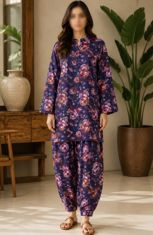 Amna Khadija Printed Lawn Unstitched 2 Piece Suit - FVD-18 - AM26PNU - Blue - Summer Collection