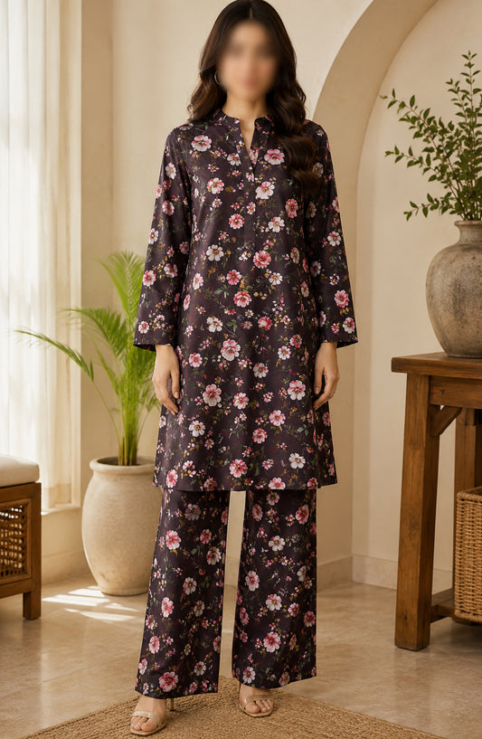 Amna Khadija Printed Lawn Unstitched 2 Piece Suit - FVD-17 - AM26PNU - Purple - Summer Collection