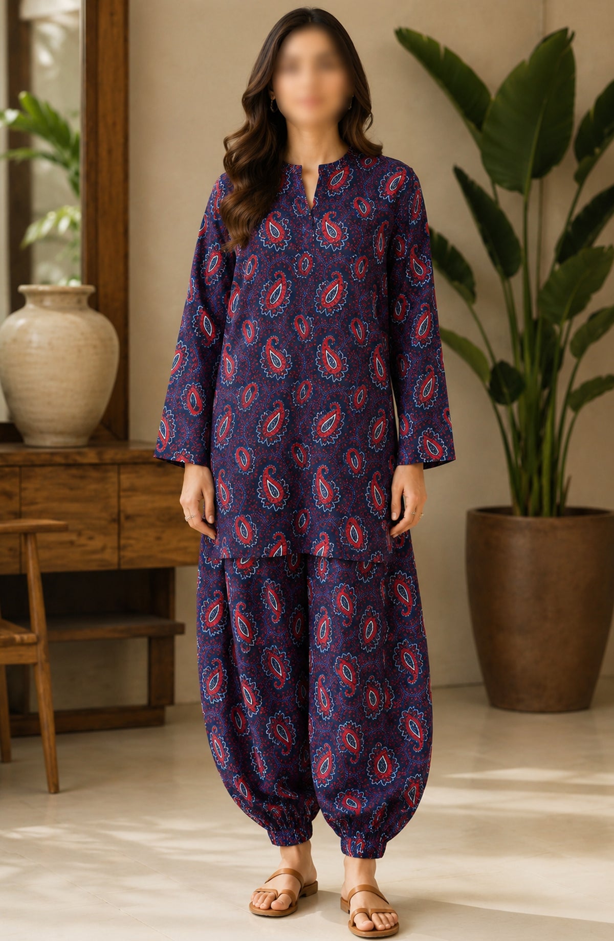 Amna Khadija Printed Lawn Unstitched 2 Piece Suit - FVD-15 - AM26PNU - Blue - Summer Collection