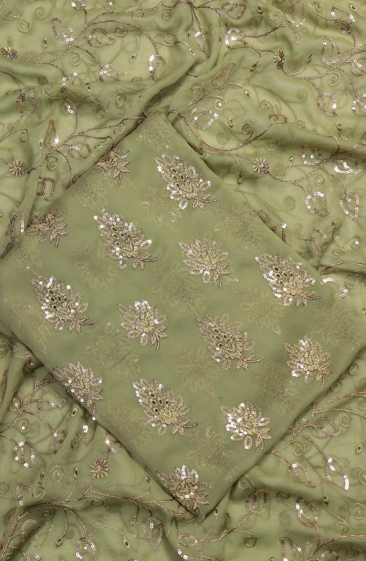 Amna Khadija Embroidered Chiffon Unstitched 3 Piece Suit - Design-12 - AM25LXC - Green - Luxury Collection