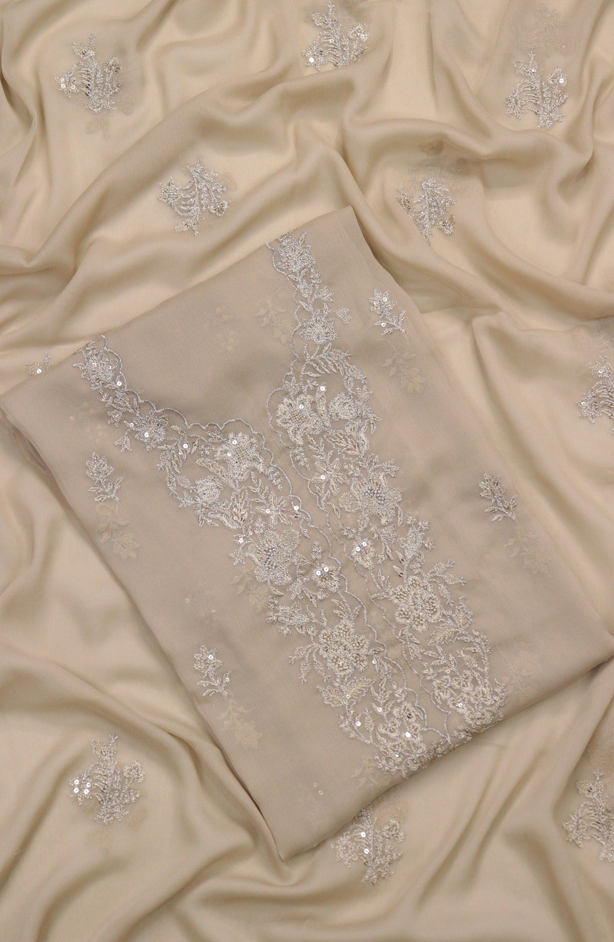 Amna Khadija Embroidered Chiffon Unstitched 3 Piece Suit - Design-23 - AM25LXC - Yellow - Luxury Collection