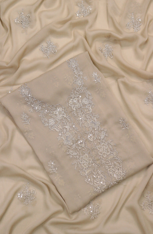 Amna Khadija Embroidered Chiffon Unstitched 3 Piece Suit - Design-23 - AM25LXC - Yellow - Luxury Collection