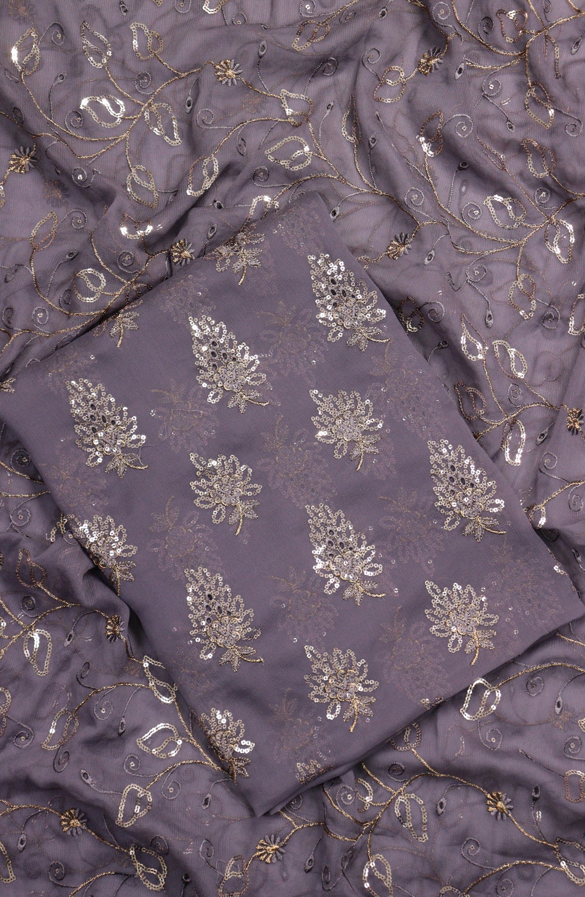 Amna Khadija Embroidered Chiffon Unstitched 3 Piece Suit - Design-10 - AM25LXC - Purple - Luxury Collection