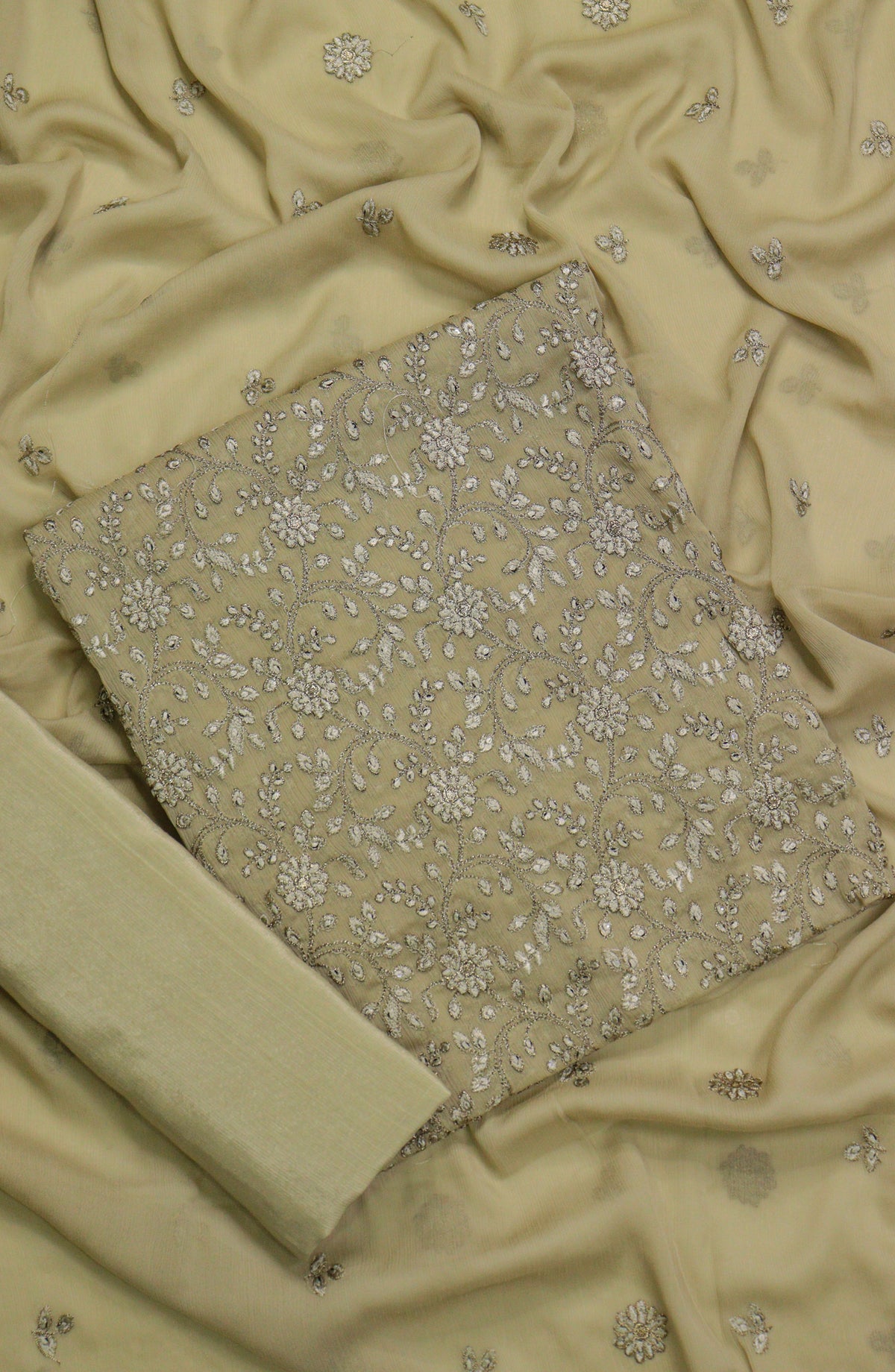 Amna Khadija Embroidered Chiffon Unstitched 3 Piece Suit - D-03 - AM25LXC 108107 - Dhani - Luxury Collection