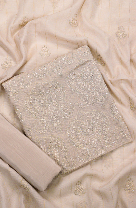 Amna Khadija Embroidered Khaadi Net Unstitched 3 Piece Suit - D-03 - AM25LXC 107757 - Peach - Luxury Collection