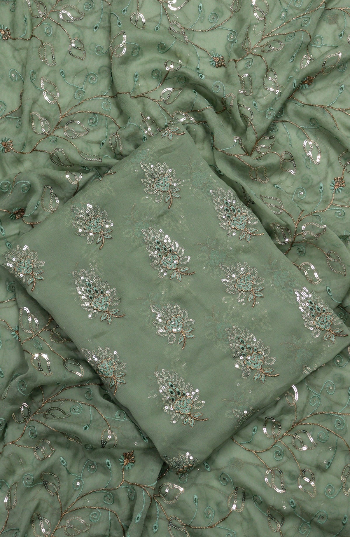 Amna Khadija Embroidered Chiffon Unstitched 3 Piece Suit - Design-07 - AM25LXC - Green - Luxury Collection