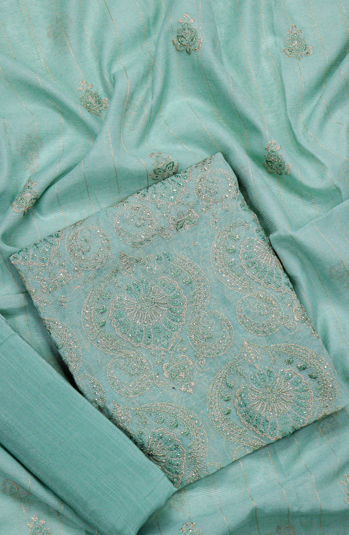 Amna Khadija Embroidered Khaadi Net Unstitched 3 Piece Suit - D-01 - AM25LXC 107757 - Blue - Luxury Collection