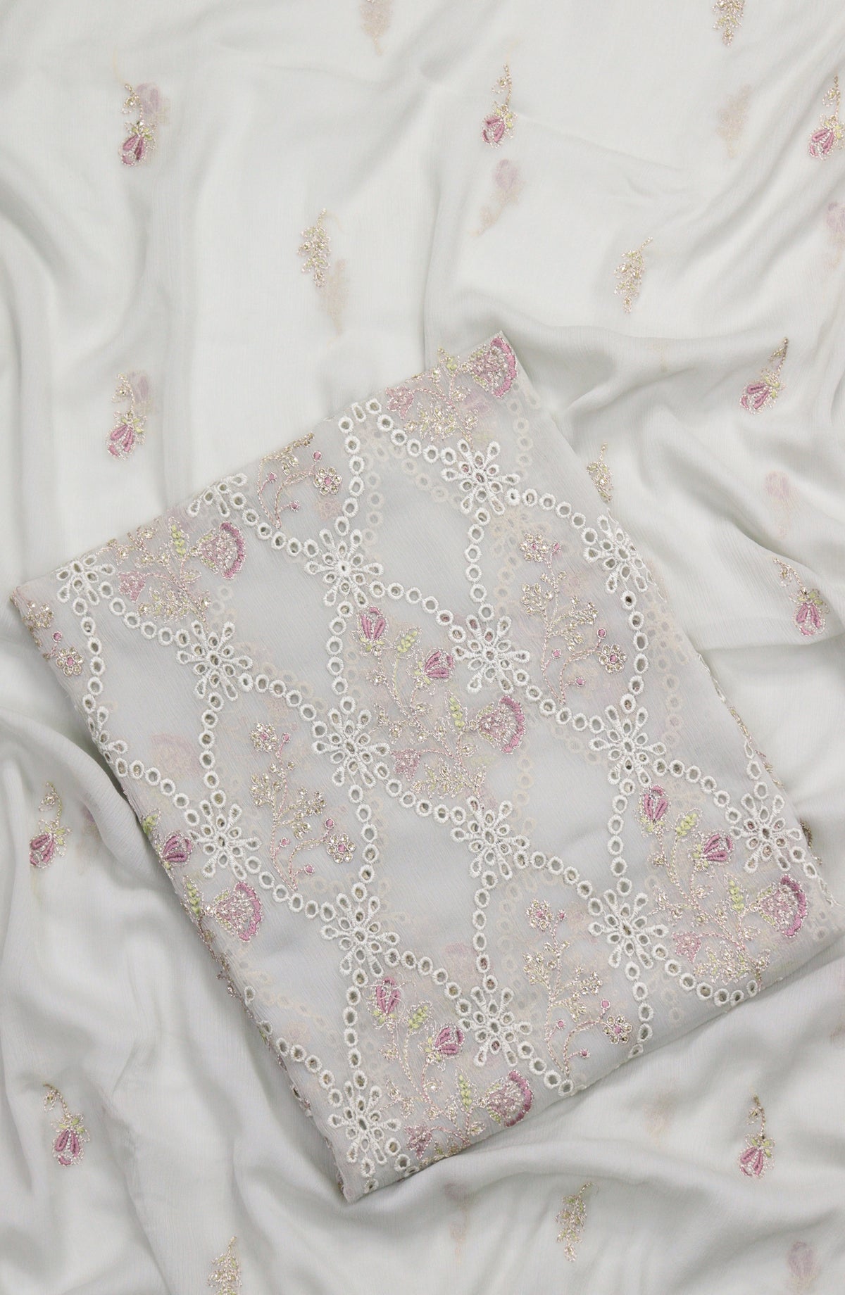 Amna Khadija Embroidered Chiffon Unstitched 3 Piece Suit - Design-02 - AM25LXC - Blue - Luxury Collection