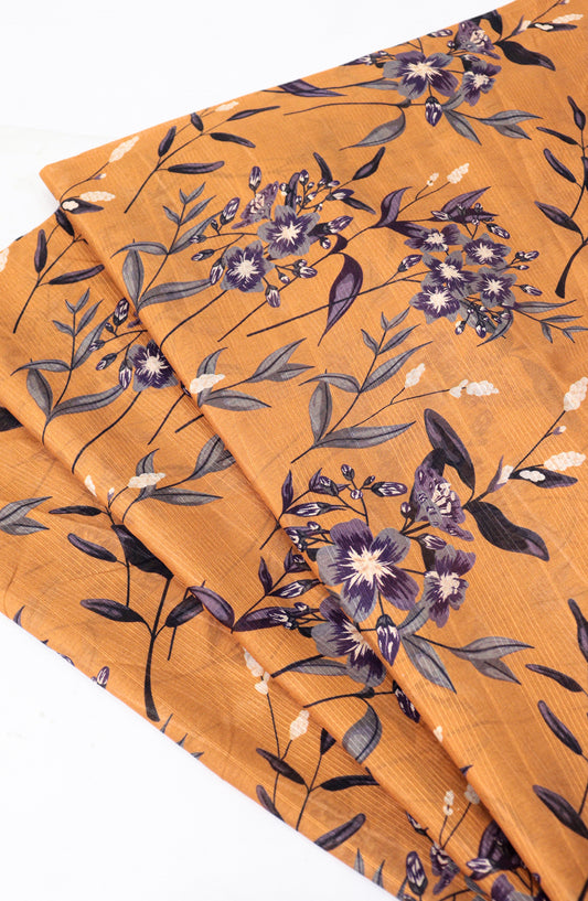 Amna Khadija Digital Printed Lawn Unstitched 2 Piece Suit - D-27 - AM26FNC - Mustard - Summer Collection