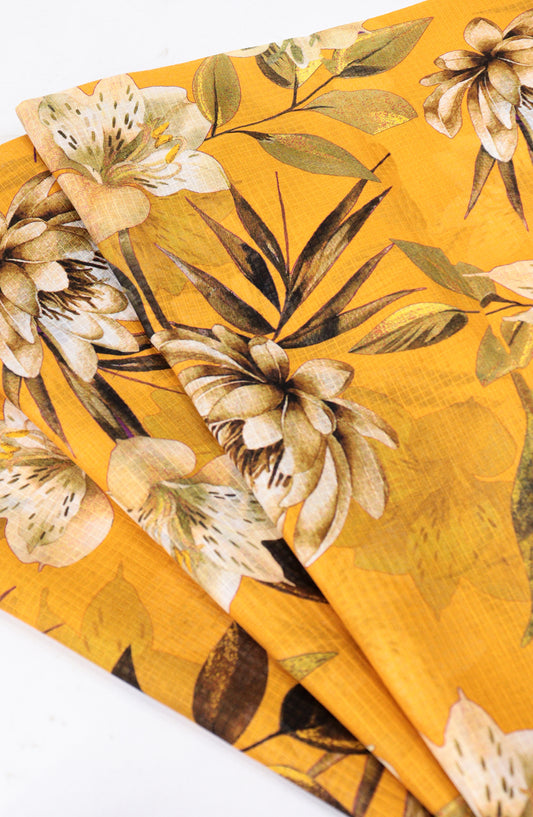 Amna Khadija Digital Printed Lawn Unstitched 2 Piece Suit - D-24 - AM26FNC - Yellow - Summer Collection