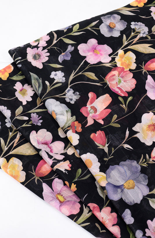 Amna Khadija Digital Printed Lawn Unstitched 2 Piece Suit - D-19 - AM26FNC - Black - Summer Collection