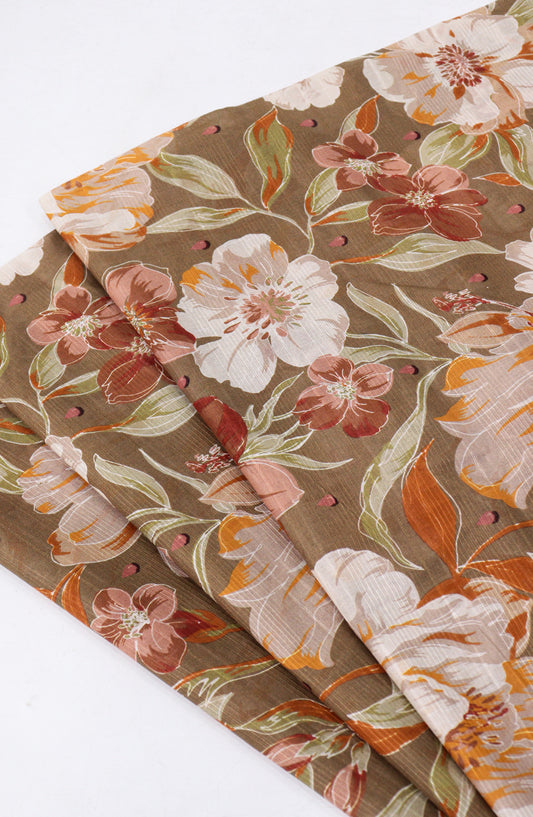 Amna Khadija Digital Printed Lawn Unstitched 2 Piece Suit - D-18 - AM26FNC - Brown - Summer Collection