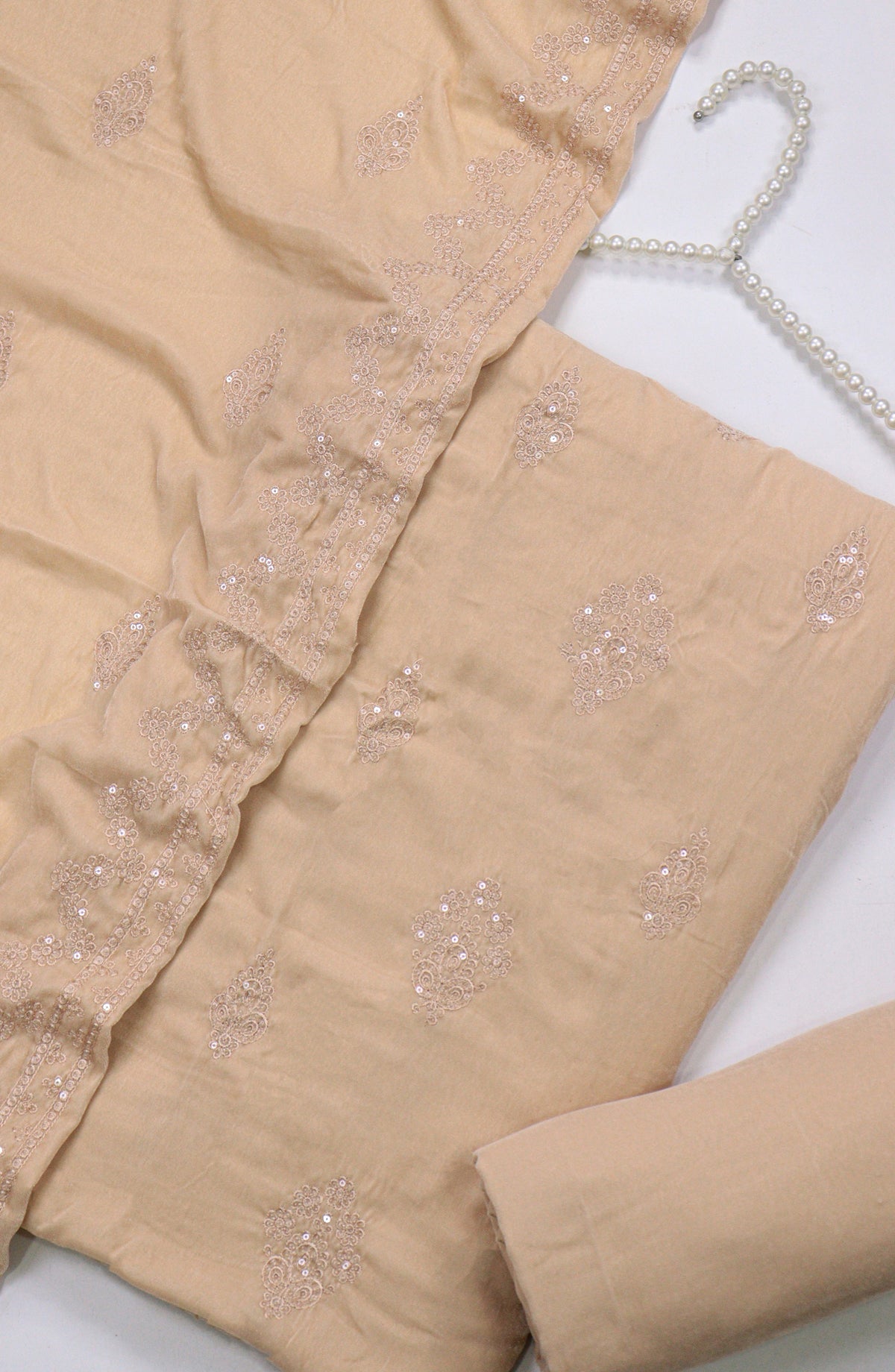 Amna Khadija Embroidered Micro Velvet Unstitched 3 Piece Suit - 5220 - AM25NTV - Peach - Winter Collection