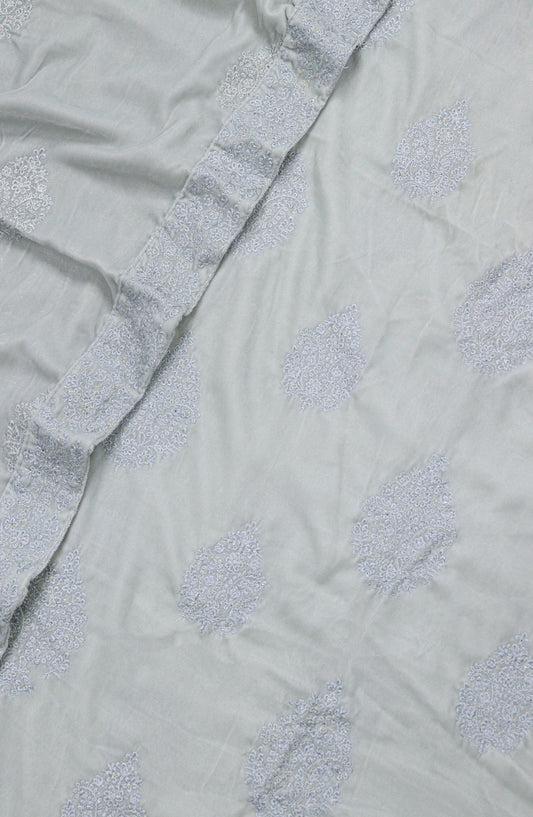 Amna Khadija Embroidered Micro Velvet Unstitched 3 Piece Suit - 5215 - AM25NTV - Grey - Winter Collection