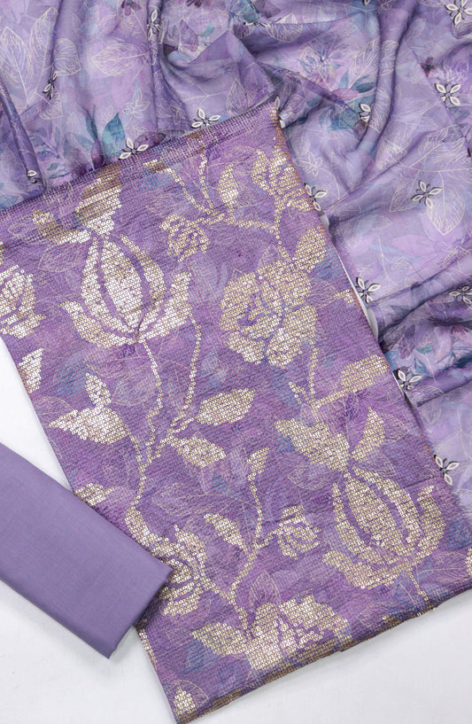 Amna Khadija Bana Dora Lawn Unstitched 3 Piece Suit - Design-10 - AM25PLN - Purple - Summer Collection