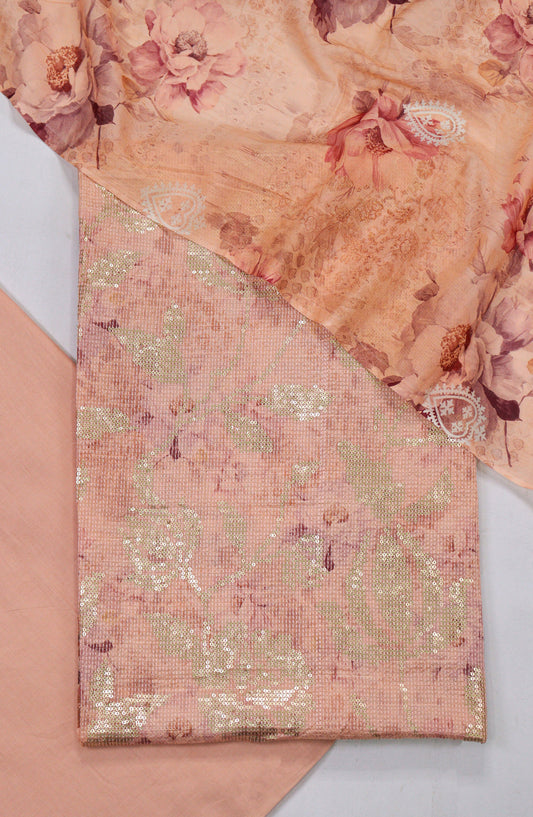 Amna Khadija Bana Dora Lawn Unstitched 3 Piece Suit - Design-09 - AM25PLN - Peach - Summer Collection