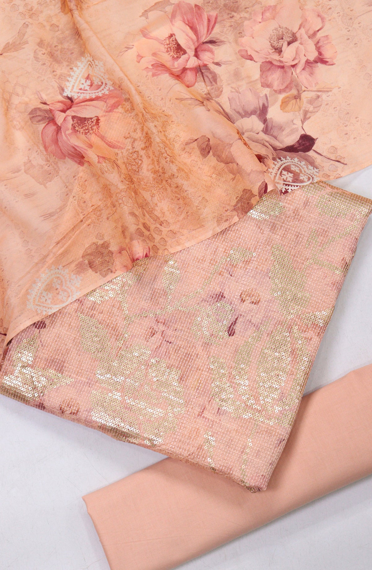 Amna Khadija Bana Dora Lawn Unstitched 3 Piece Suit - Design-09 - AM25PLN - Peach - Summer Collection