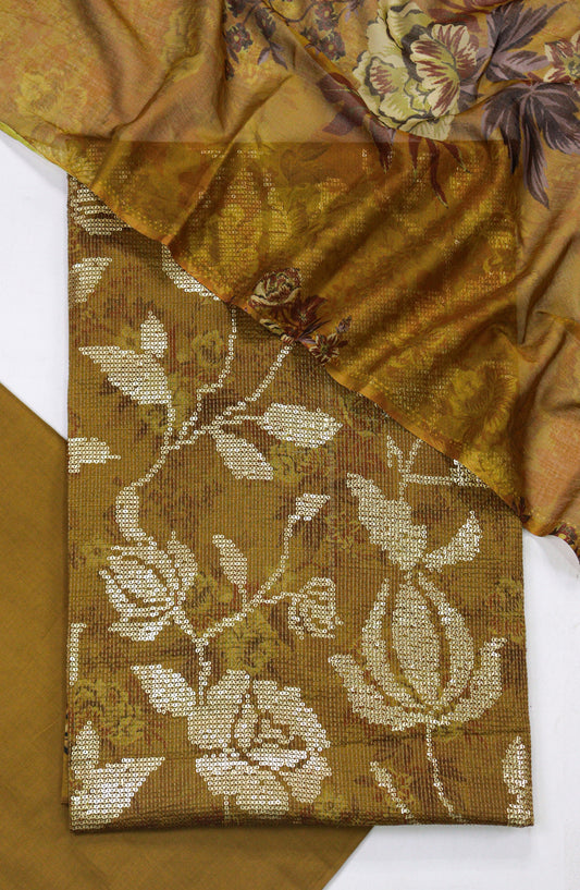 Amna Khadija Bana Dora Lawn Unstitched 3 Piece Suit - Design-08 - AM25PLN - Brown - Summer Collection