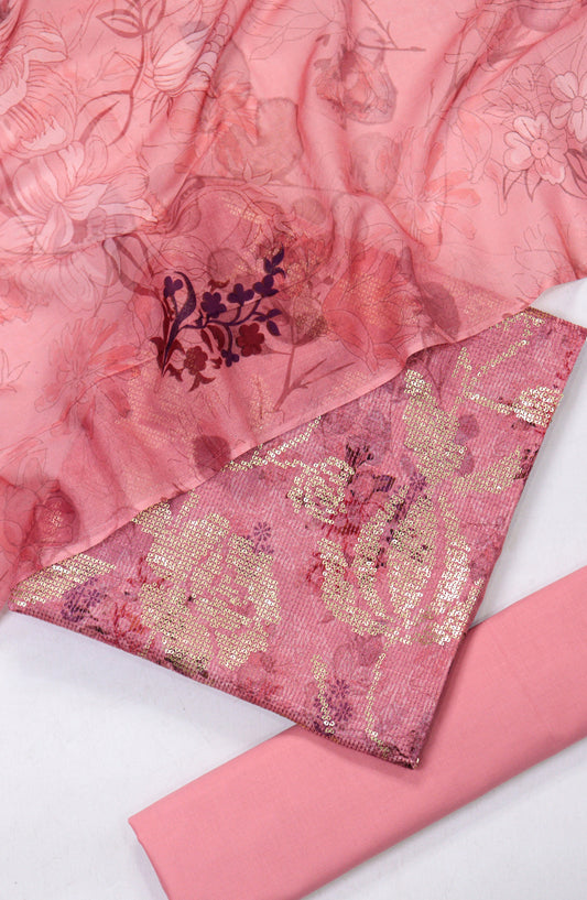 Amna Khadija Bana Dora Lawn Unstitched 3 Piece Suit - Design-07 - AM25PLN - Pink - Summer Collection