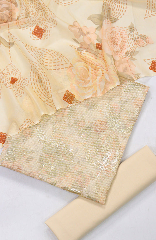 Amna Khadija Bana Dora Lawn Unstitched 3 Piece Suit - Design-03 - AM25PLN - Peach - Summer Collection