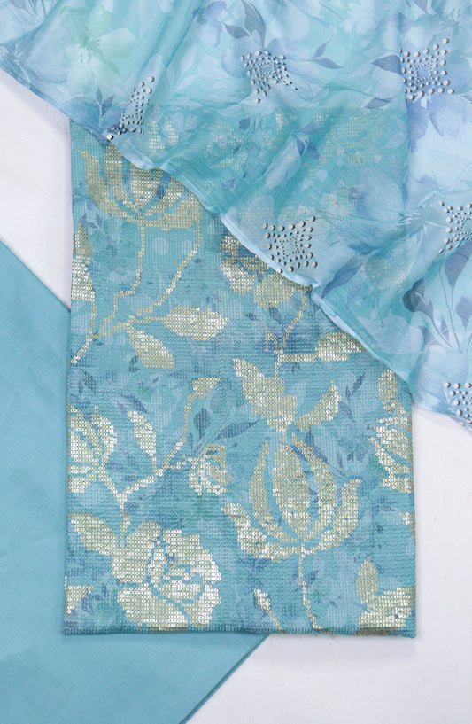 Amna Khadija Bana Dora Lawn Unstitched 3 Piece Suit - Design-01 - AM25PLN - Blue - Summer Collection