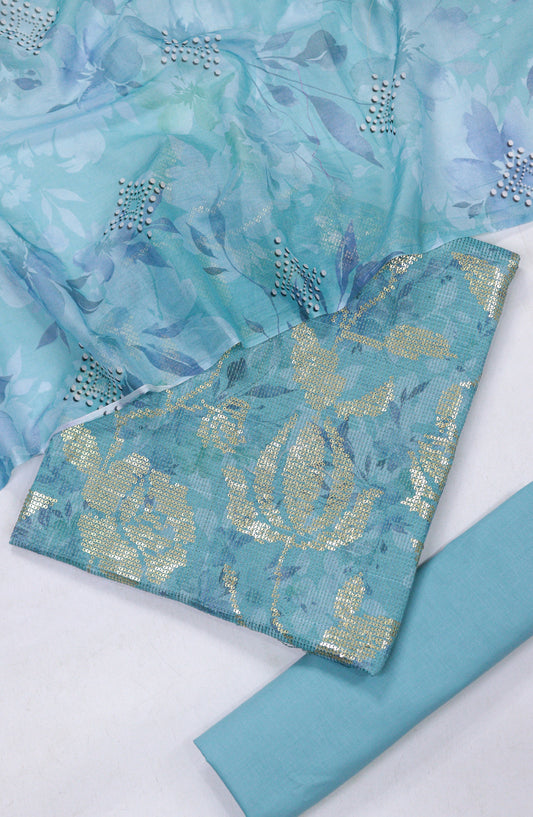 Amna Khadija Bana Dora Lawn Unstitched 3 Piece Suit - Design-01 - AM25PLN - Blue - Summer Collection