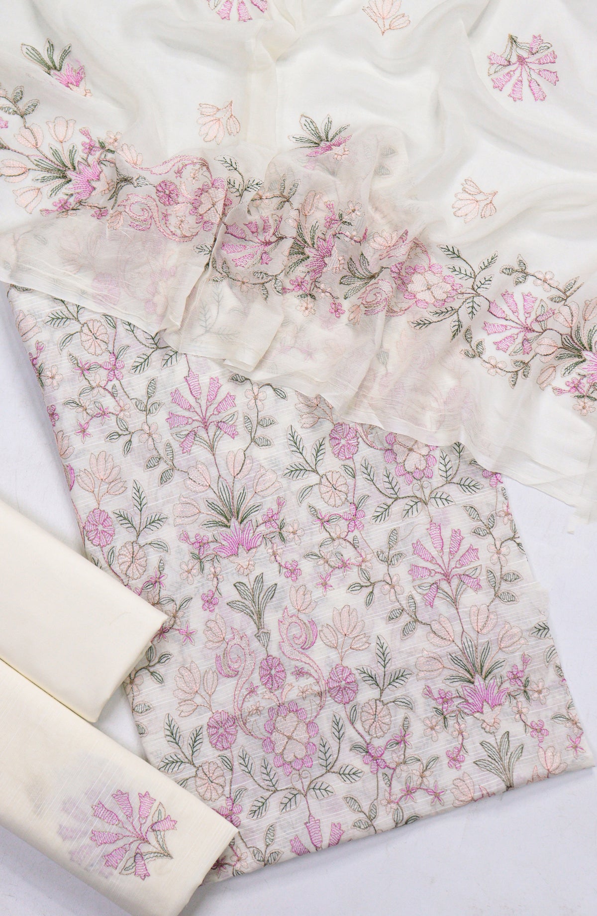 Amna Khadija Embroidered Slub Lawn Unstitched 3 Piece Suit - Design-06 - AM25SLUBL - Light Fawn - Luxury Collection