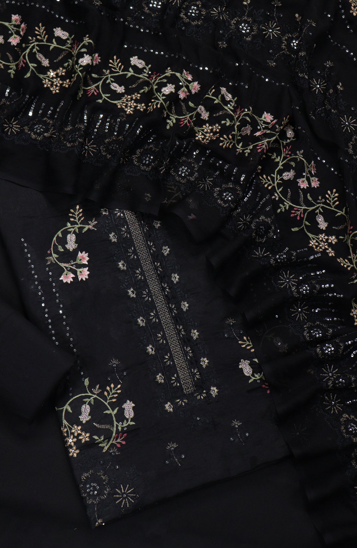 Amna Khadija Embroidered Slub Lawn Unstitched 3 Piece Suit - Design-11 - AM25SLUBL - Black - Luxury Collection