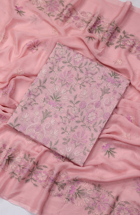 Amna Khadija Embroidered Slub Lawn Unstitched 3 Piece Suit - Design-04 - AM25SLUBL - Pink - Luxury Collection