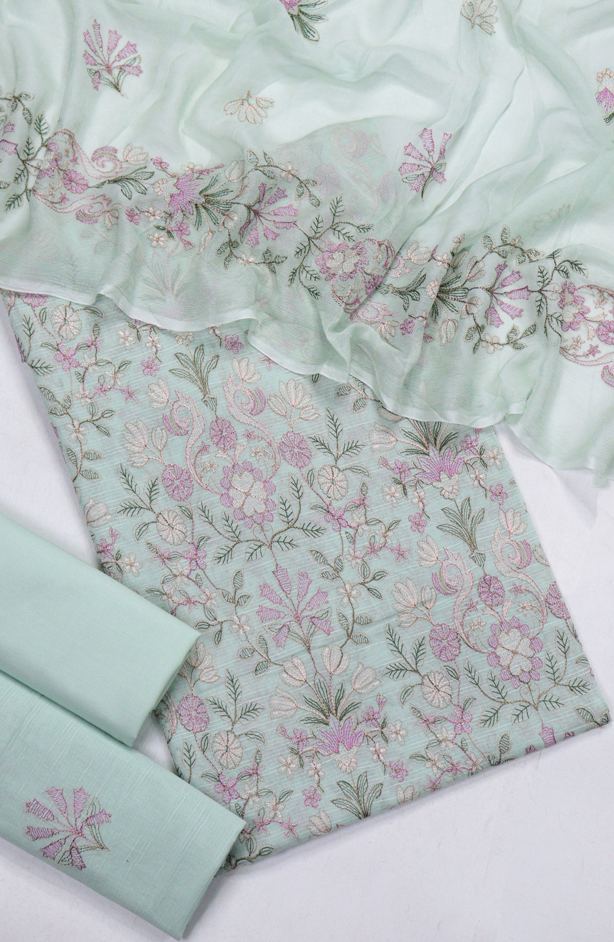 Amna Khadija Embroidered Slub Lawn Unstitched 3 Piece Suit - Design-03 - AM25SLUBL - Ferozi - Luxury Collection