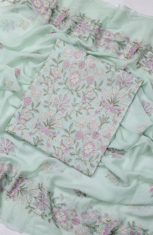 Amna Khadija Embroidered Slub Lawn Unstitched 3 Piece Suit - Design-03 - AM25SLUBL - Ferozi - Luxury Collection