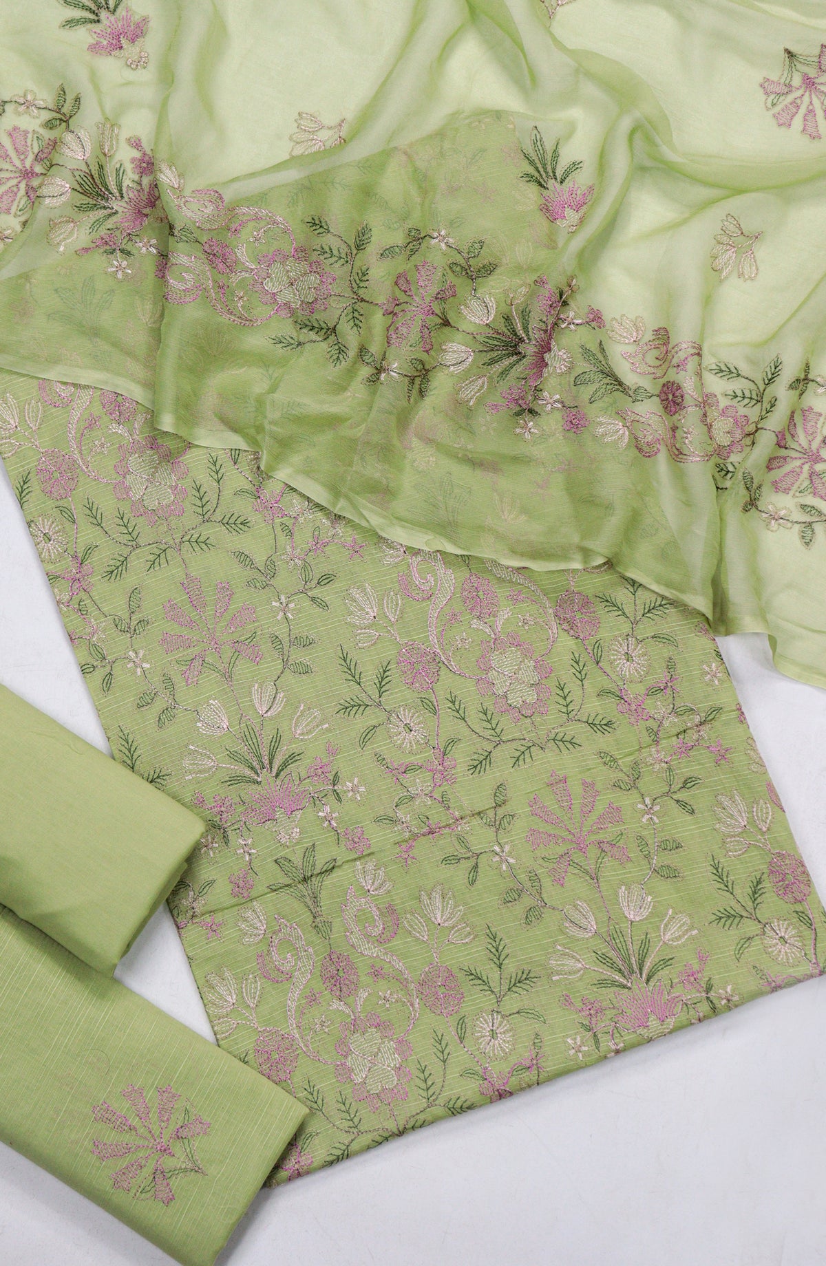 Amna Khadija Embroidered Slub Lawn Unstitched 3 Piece Suit - Design-02 - AM25SLUBL - Green - Luxury Collection