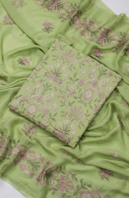 Amna Khadija Embroidered Slub Lawn Unstitched 3 Piece Suit - Design-02 - AM25SLUBL - Green - Luxury Collection