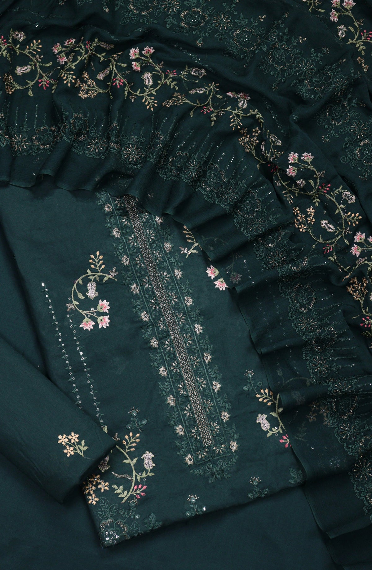 Amna Khadija Embroidered Slub Lawn Unstitched 3 Piece Suit - Design-07 - AM25SLUBL - Green - Luxury Collection