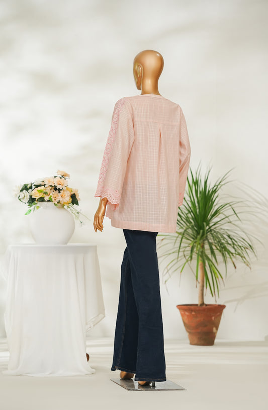 Amna Khadija Urban Fusion Embroidered Dobby Cambric Slub Stitched Western Top - UFWT-12 - AM26UFWT - Pink - Casual Collection