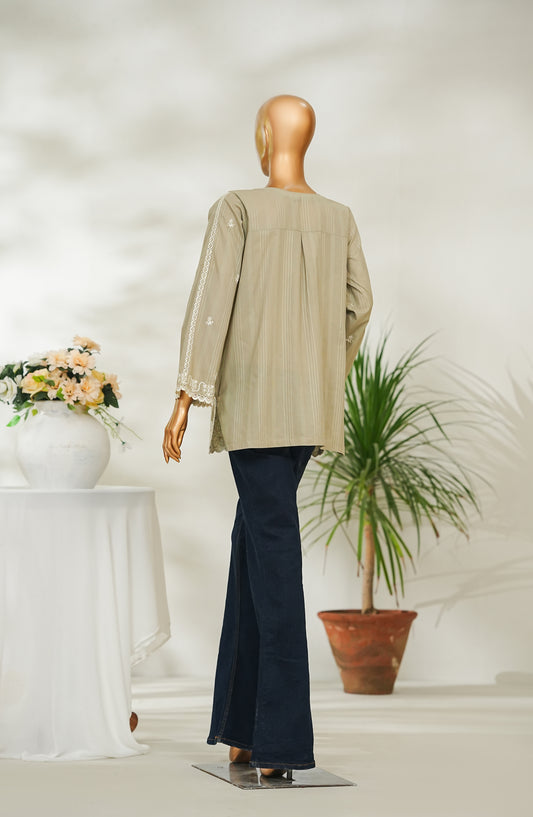 Amna Khadija Urban Fusion Embroidered Dobby Cambric Slub Stitched Western Top - UFWT-14 - AM26UFWT - Green - Casual Collection