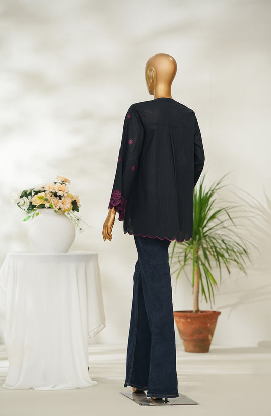 Amna Khadija Urban Fusion Embroidered Dobby Cambric Slub Stitched Western Top - UFWT-15 - AM26UFWT - Black - Casual Collection