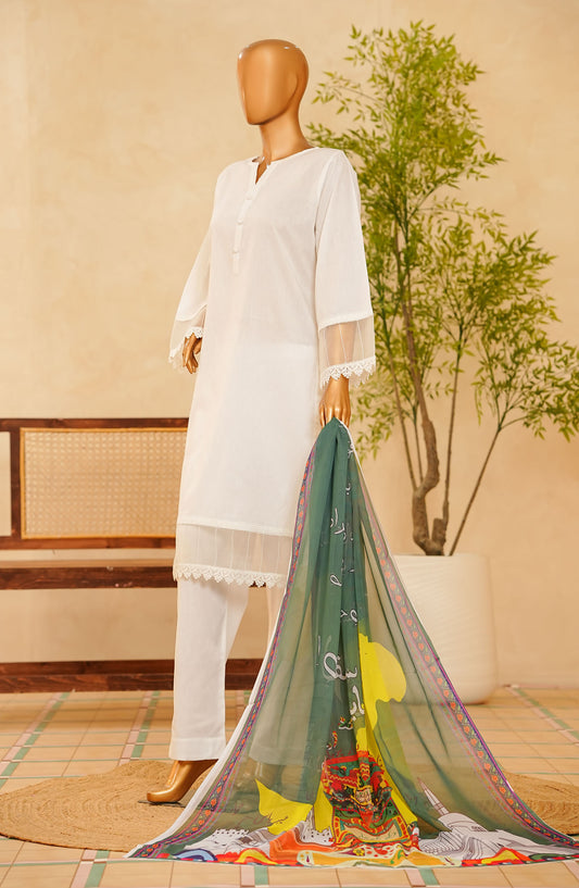 Amna Khadija Liberty Embroidered Jacquard Cotton Stitched 2 Piece Suit - D-2820 - AM25TLE - White - Summer Collection