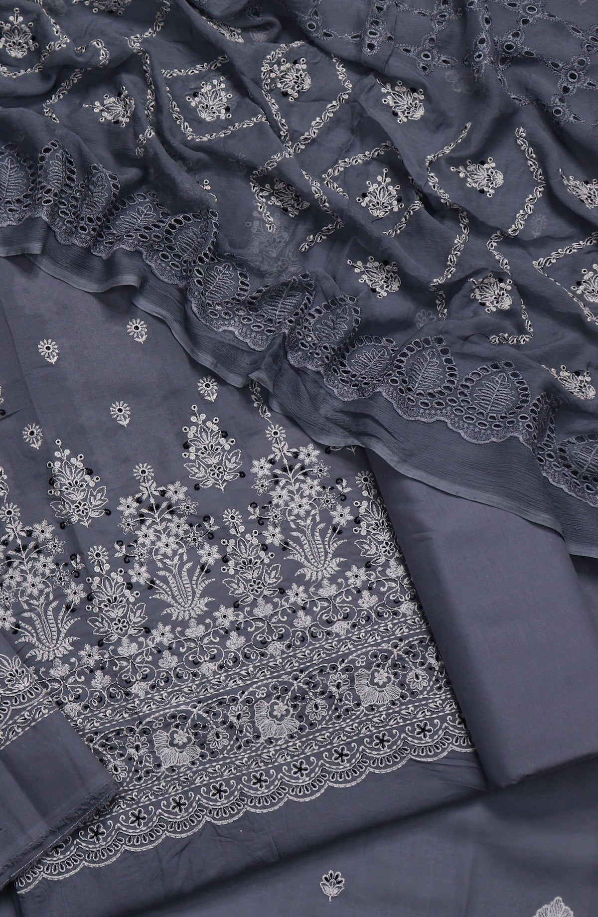 Alhena by Amna Khadija Exclusive Embroidered Swis Lawn Unstitched 3 Piece Suit - Design-05 - AM25ASWS - Blue - Summer Collection