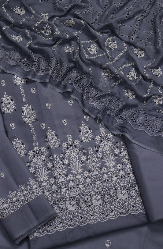 Alhena by Amna Khadija Exclusive Embroidered Swis Lawn Unstitched 3 Piece Suit - Design-05 - AM25ASWS - Blue - Summer Collection