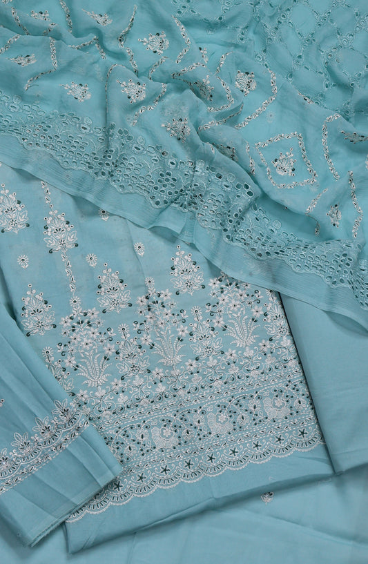 Alhena by Amna Khadija Exclusive Embroidered Swis Lawn Unstitched 3 Piece Suit - Design-02 - AM25ASWS - Blue - Summer Collection